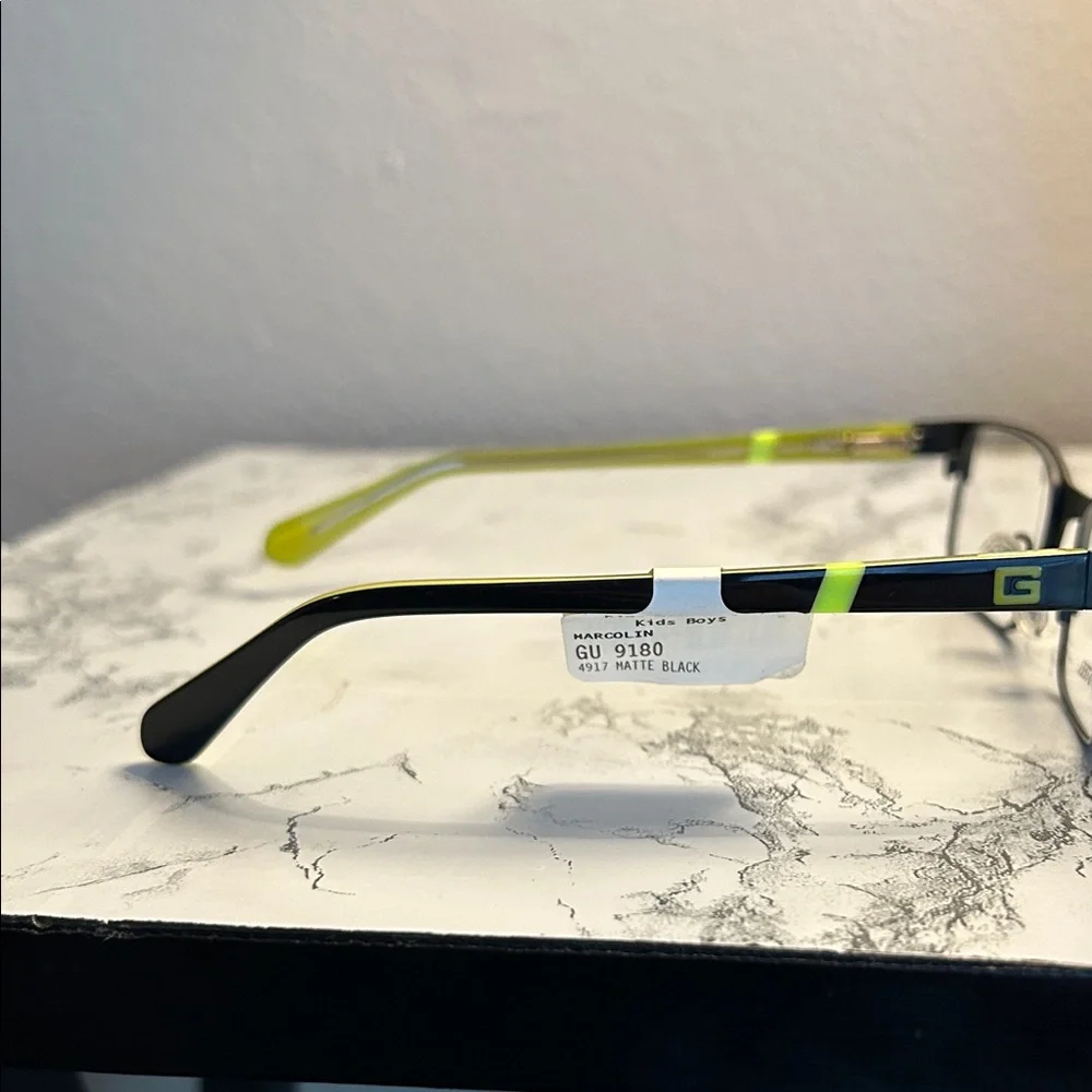 Boys Guess Women's Glasses with Black Frame and Yellow Accents Size 49-17-130